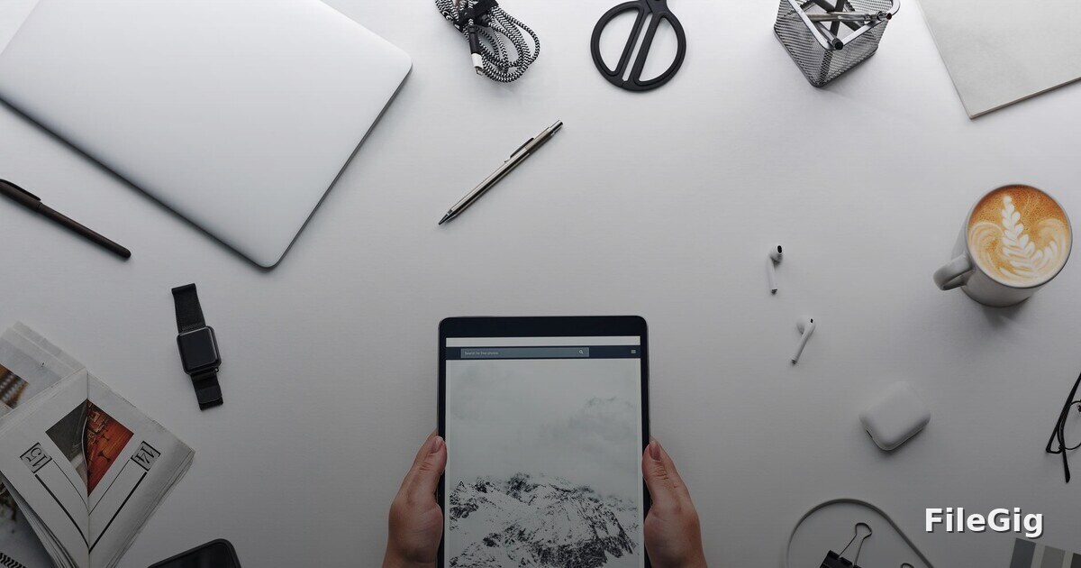 A creative workspace where a digital product is prepared for sale and download