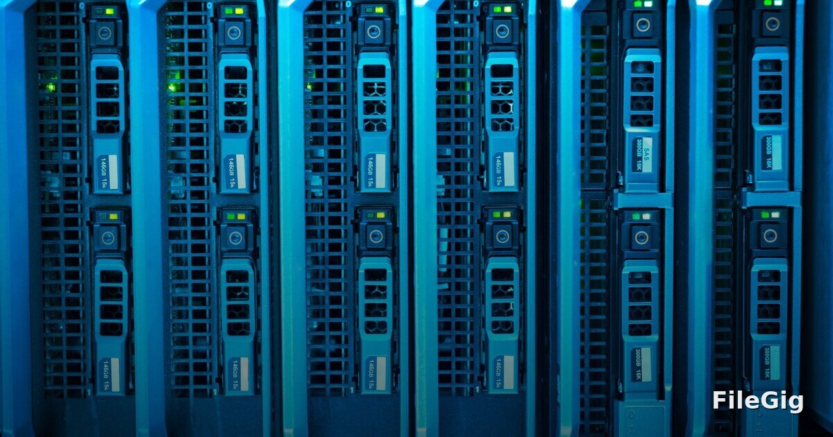 Rows of servers in a modern data center representing scalable object storage